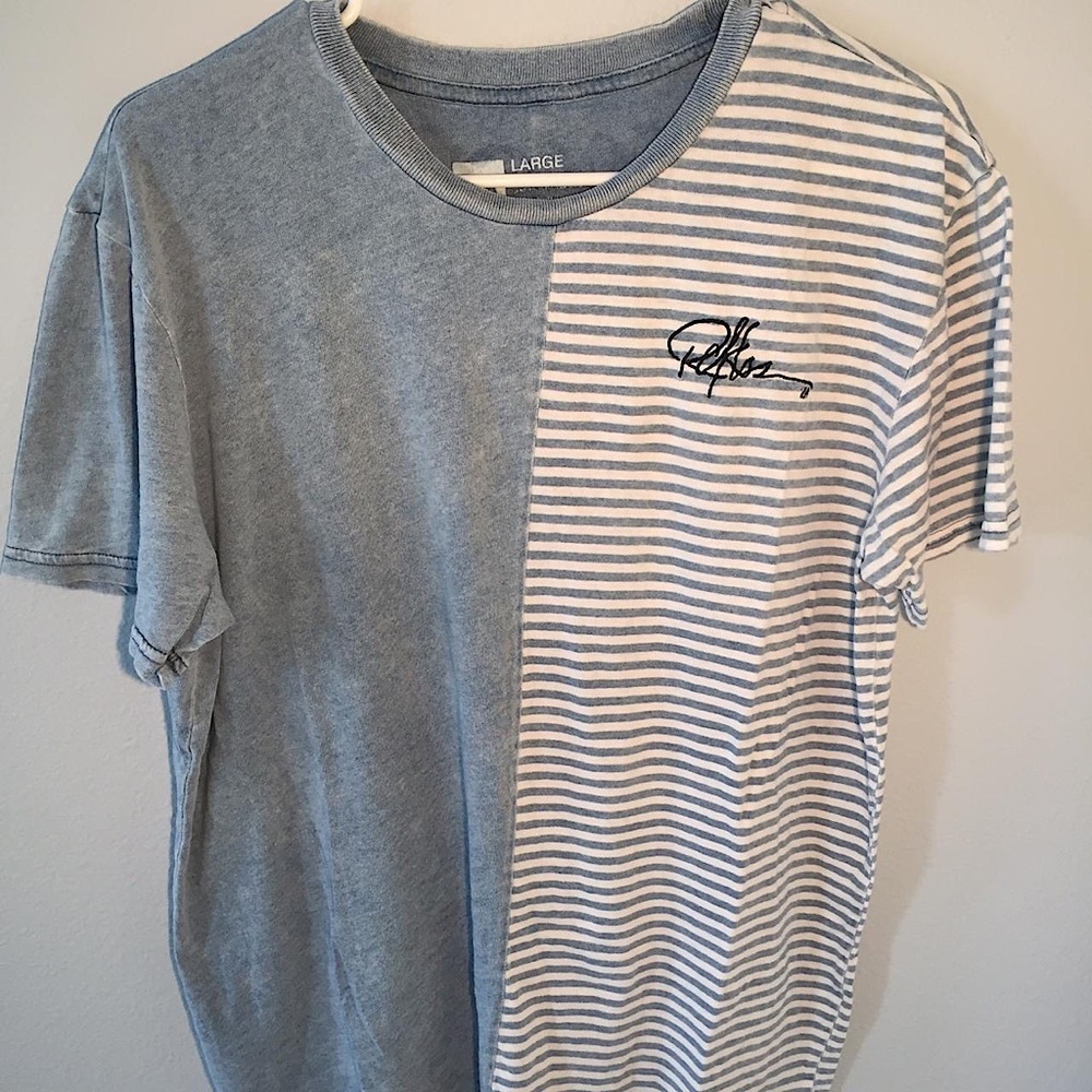 Vintage Faded Denim Contrast Men’s Tee by Young and Reckless - Size Large